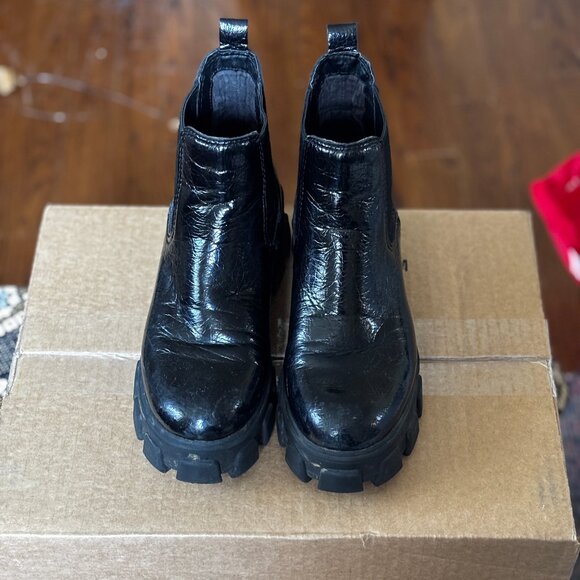 Circus Brand Combat Chelsea Boots - Faux Black Leather - Size 8 - Picture 2 of 5